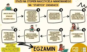Schemat procedury mianowanie na nowych zasadach: analiza, uporządkowanie działań, sprawozdanie, ocena dorobku, przygotowanie dokumentacji i prezentacji, wniosek.