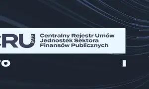 Centralny Rejestr Umów Jednostek Sektora Finansów Publicznych (CRU) działa od 2017 roku. Logo CRU JSFP.