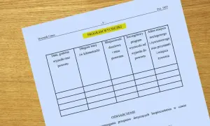 Formularz "Program wycieczki" z polami do wypełnienia: data, trasa, cel, nocleg i wyżywienie. Idealny do planowania szkolnej wycieczki.