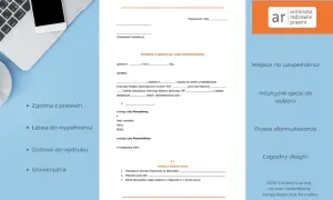 Wzór umowy o pracę na czas nieokreślony, gotowy do wypełnienia. Idealny dla pracodawcy szukającego formalnego dokumentu.