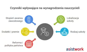 Czynniki wpływające na to, ile zarabia nauczyciel: awans, dodatki, lokalizacja i rodzaj szkoły, reforma państwa.