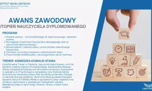 Awans zawodowy nauczyciela dyplomowanego: wymagania po staremu, program i trenerka. Klocki symbolizują ścieżkę kariery.