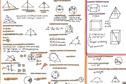 Zbiór wzorów z geometrii płaskiej i przestrzennej, czyli **stereometria** w pigułce.