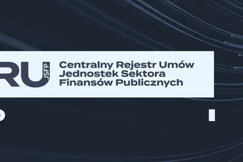 Centralny Rejestr Umów Jednostek Sektora Finansów Publicznych (CRU) działa od 2017 roku. Logo CRU JSFP.