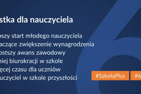 Szóstka dla nauczyciela: lepszy start, znaczące podwyżki dla nauczycieli 2026, prostszy awans, mniej biurokracji, więcej czasu dla uczniów. #SzkołaPlus #6dlaNauczyciela