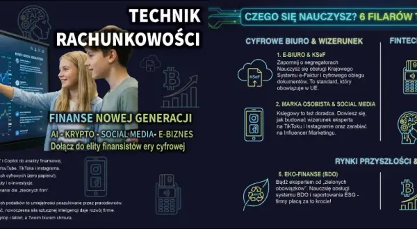 Technik rachunkowości: naucz się AI, kryptowalut, social mediów i e-biznesu. Zostań ekspertem finansów przyszłości.
