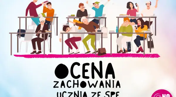 Uczniowie w klasie, jedni rozrabiają, inni jedzą. Tekst: OCENA ZACHOWANIA UCZNIA ZE SPE. Rozporządzenie w sprawie oceniania i klasyfikowania tekst jednolity.