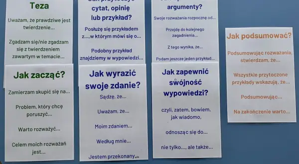Pomocne wskazówki, jak zakończyć rozprawkę: podsumowanie argumentów, przykłady i wnioski.