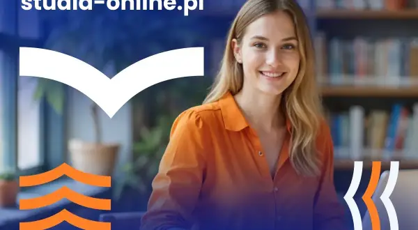 Uśmiechnięta studentka w bibliotece. Sprawdź wyższa szkoła kształcenia zawodowego opinie na studia-online.pl.