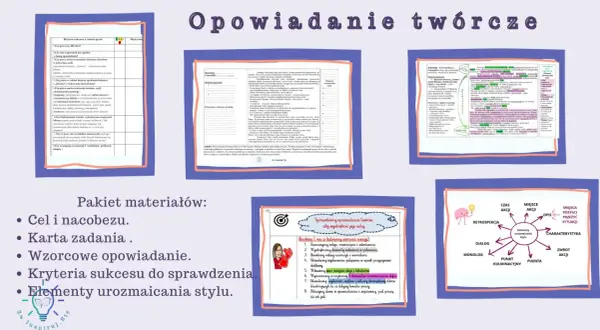 Kryteria sukcesu do sprawdzenia opowiadania twórczego zawierają elementy opowiadania, takie jak narracja, bohaterowie i fabuła.