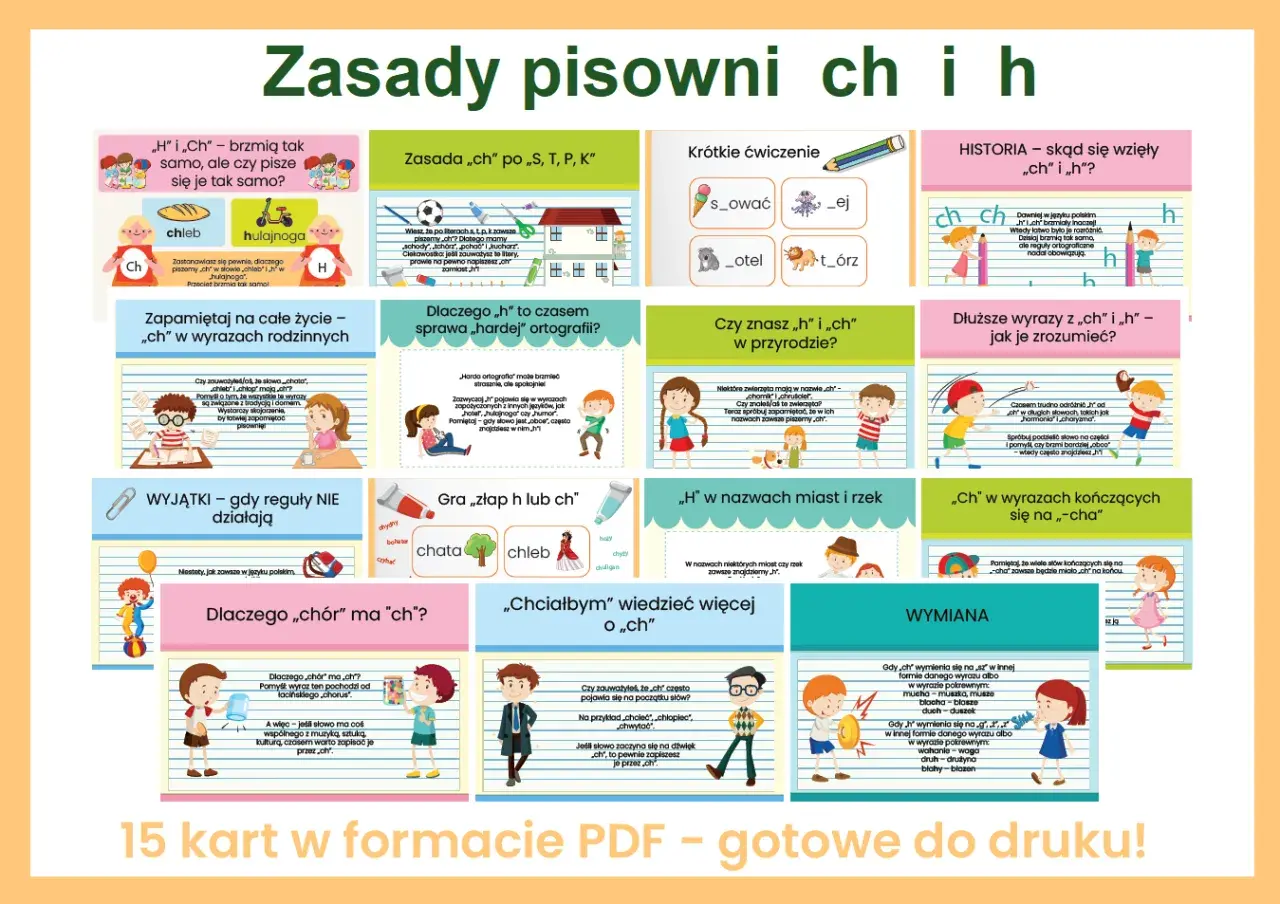 Zasady pisowni „ch" i „h" wyjaśnione na przykładach, z ćwiczeniami i ciekawostkami, które pomogą zapamiętać reguły, **ponadto razem czy osobno** – wszystko w przystępnej formie.