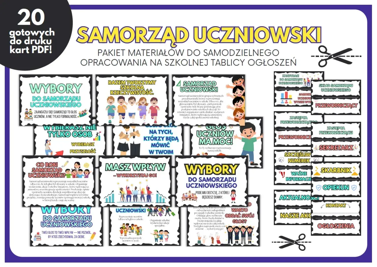 Materiały do samodzielnego opracowania na tablicy ogłoszeń: wybory do samorządu uczniowskiego, jego rola i znaczenie.