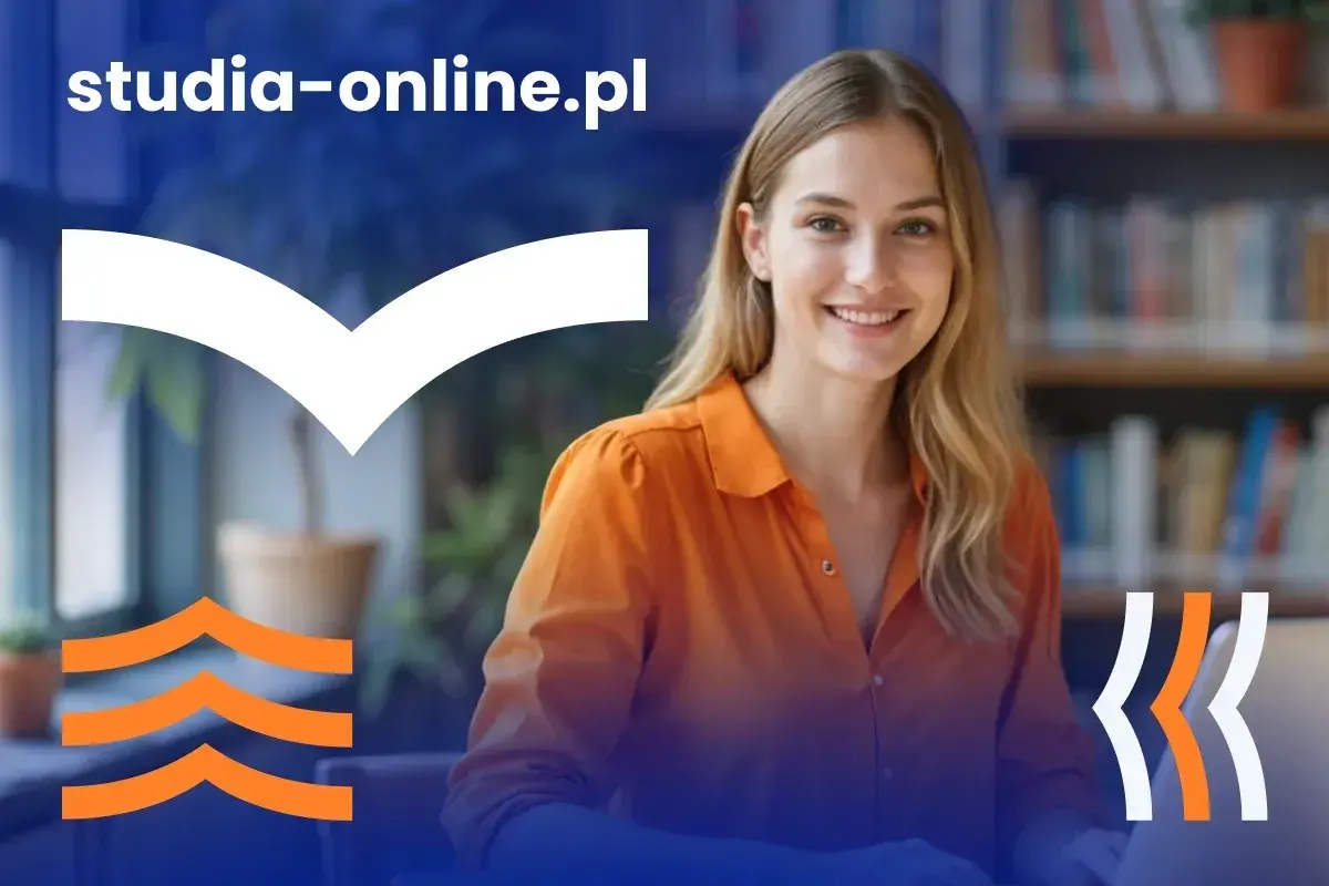 Uśmiechnięta studentka w bibliotece. Sprawdź wyższa szkoła kształcenia zawodowego opinie na studia-online.pl.