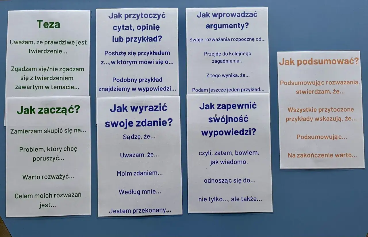Pomocne wskazówki, jak zakończyć rozprawkę: podsumowanie argumentów, wnioski i zakończenie.