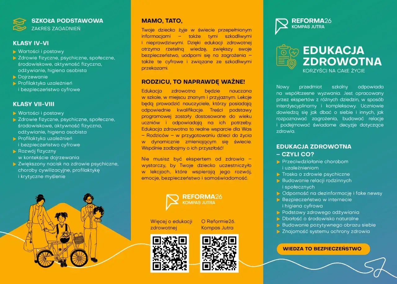 Edukacja zdrowotna program dla szkół podstawowych: rozwój fizyczny, psychiczny i społeczny, bezpieczeństwo cyfrowe. Wiedza to bezpieczeństwo.