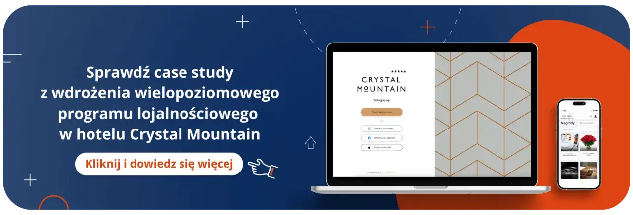 Case study wdrożenia programu lojalnościowego w hotelu Crystal Mountain, wykorzystującego grywalizację. Zobacz, jak to działa na laptopie i telefonie.