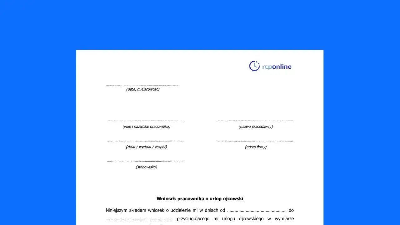 Formularz wniosku o urlop ojcowski.